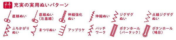 12種類の実用縫いパターン